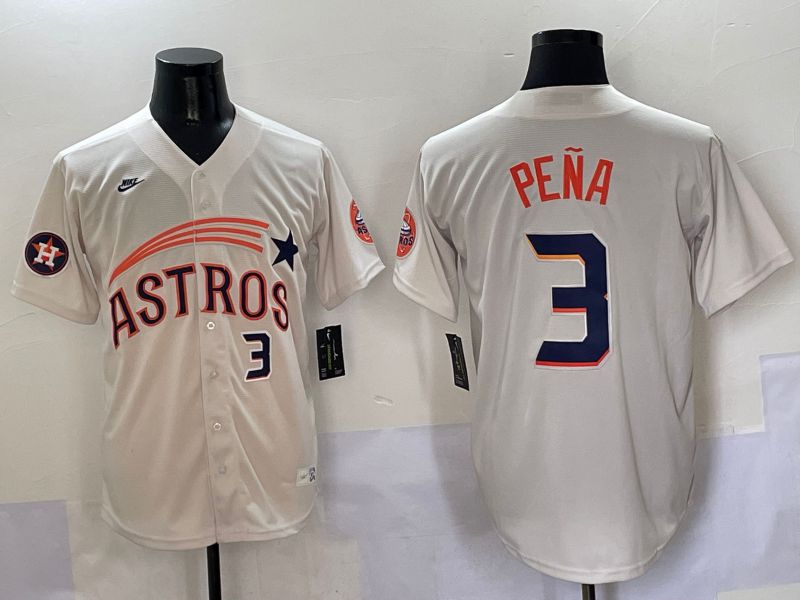 Men Houston Astros #3 Pena Cream Five generations Joint Name 2025 Nike MLB Jersey style 8